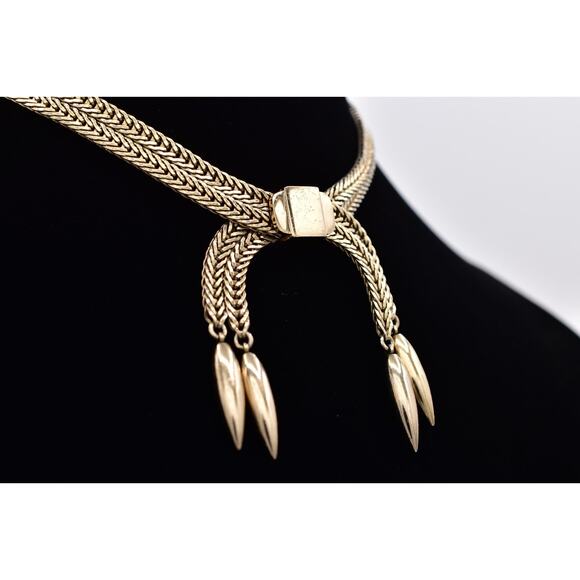 Monet Vintage Choker Chain Necklace Bow Gold Tone Thick Chunky Signed 60s BinBQ - Picture 5 of 12